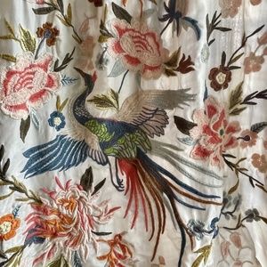 Johnny Was 3J Workshop $275 Plaid Embroidered Silk-Back Shirt Blouse, L